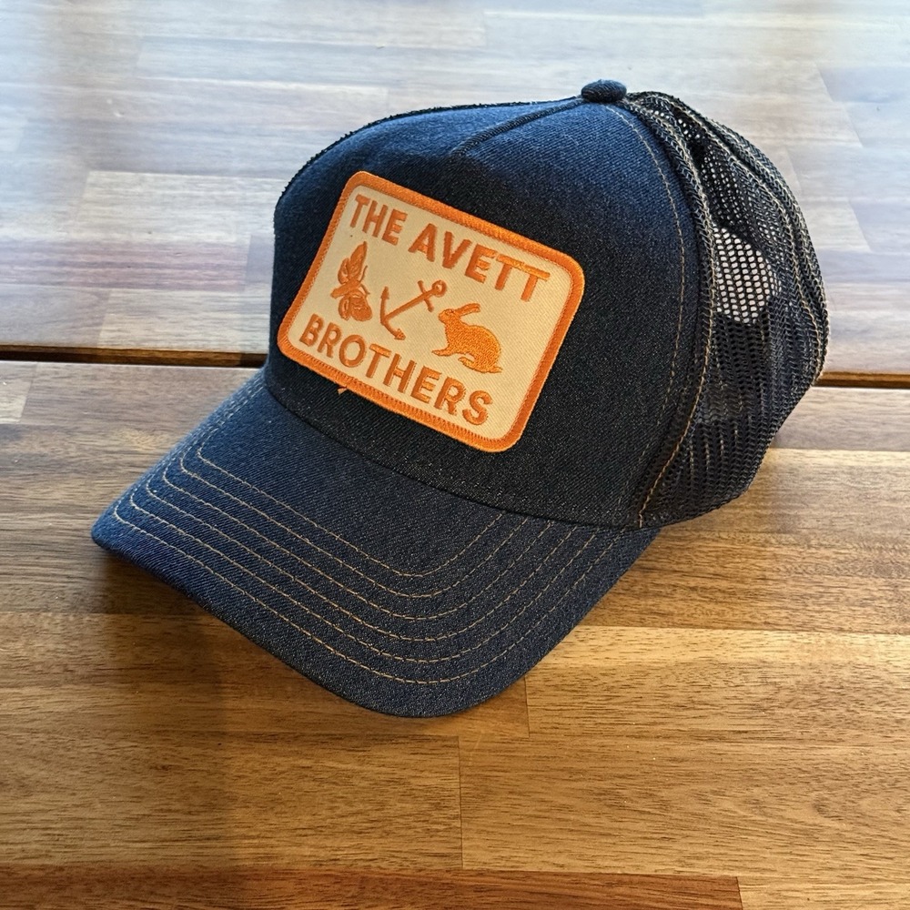 The Avett Brothers Denim Blue Jean SnapBack Trucker Hat Cap Patch Logo NWOT